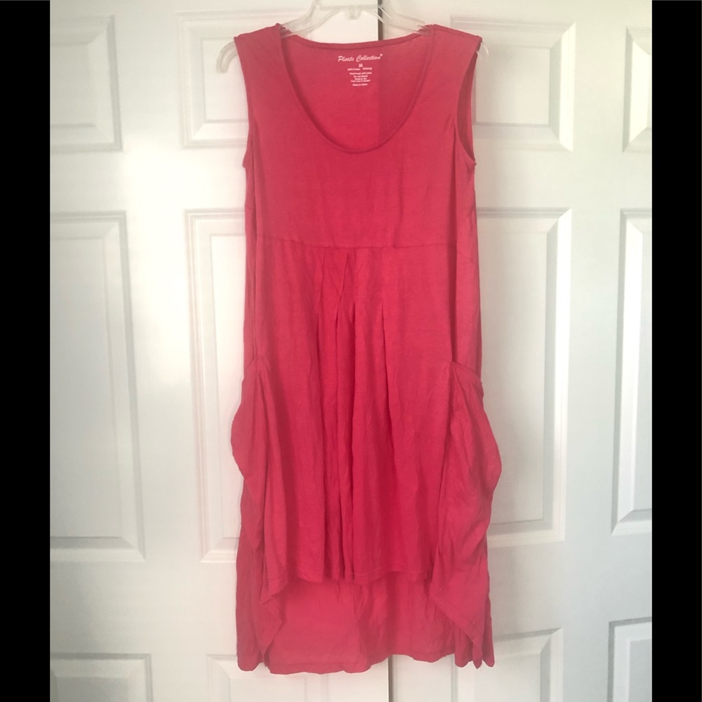 Pink high low crinkle dress